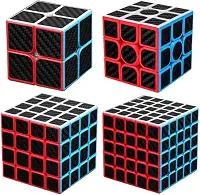 Kit Cubo Mágico 2x2 + 3x3 + 4x4 + 5x5 Carbon Profissional Adesivo em Carbono