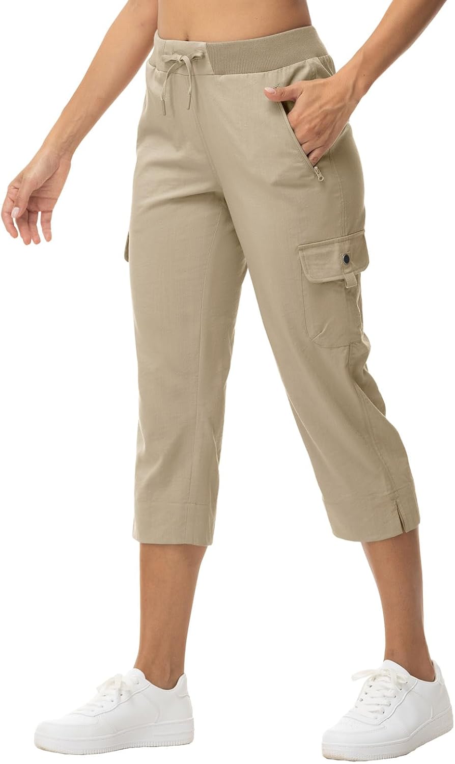 YSENTO Womens Cargo Capri Pants with 4 Pockets Summer Bottoms Lightweight Quick Dry Hiking Athletic Joggers - Image 4