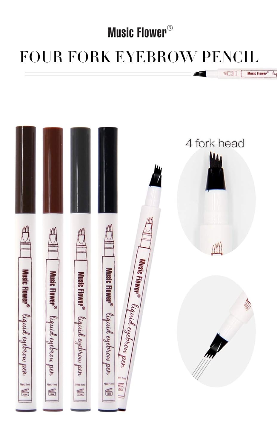 Tattoo Pen Eyebrow, Lamavido 3D Eyebrow Tattoo Pen Microblading Eyebrow Marker Pencil 4 Fork Tips Liquid Blonde Eye Makeup, Long-lasting Waterproof Smudge Proof Natural Look (02# Brown)