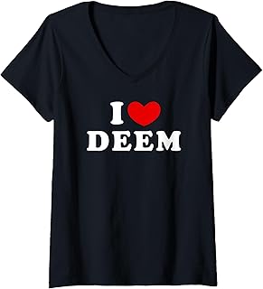 Womens I Love Deem, I Heart Deem V-Neck T-Shirt