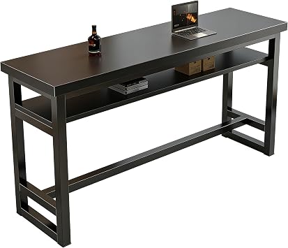 Narrow Bar Table - 41" Counter Height Long Bar Table with Solid Wood Top for Kitchen, Living Room, Behind Couch, Pub, Coffee Shop & Small Spaces