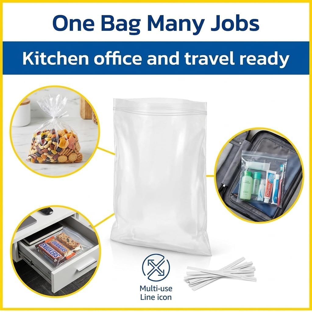 1 Gallon Storage Bags with Twist Ties, 300 Count - Clear Plastic Food Storage Bags for Sandwiches, Snacks, Fruit, Produce & Freezer (Pack of 3) image 2