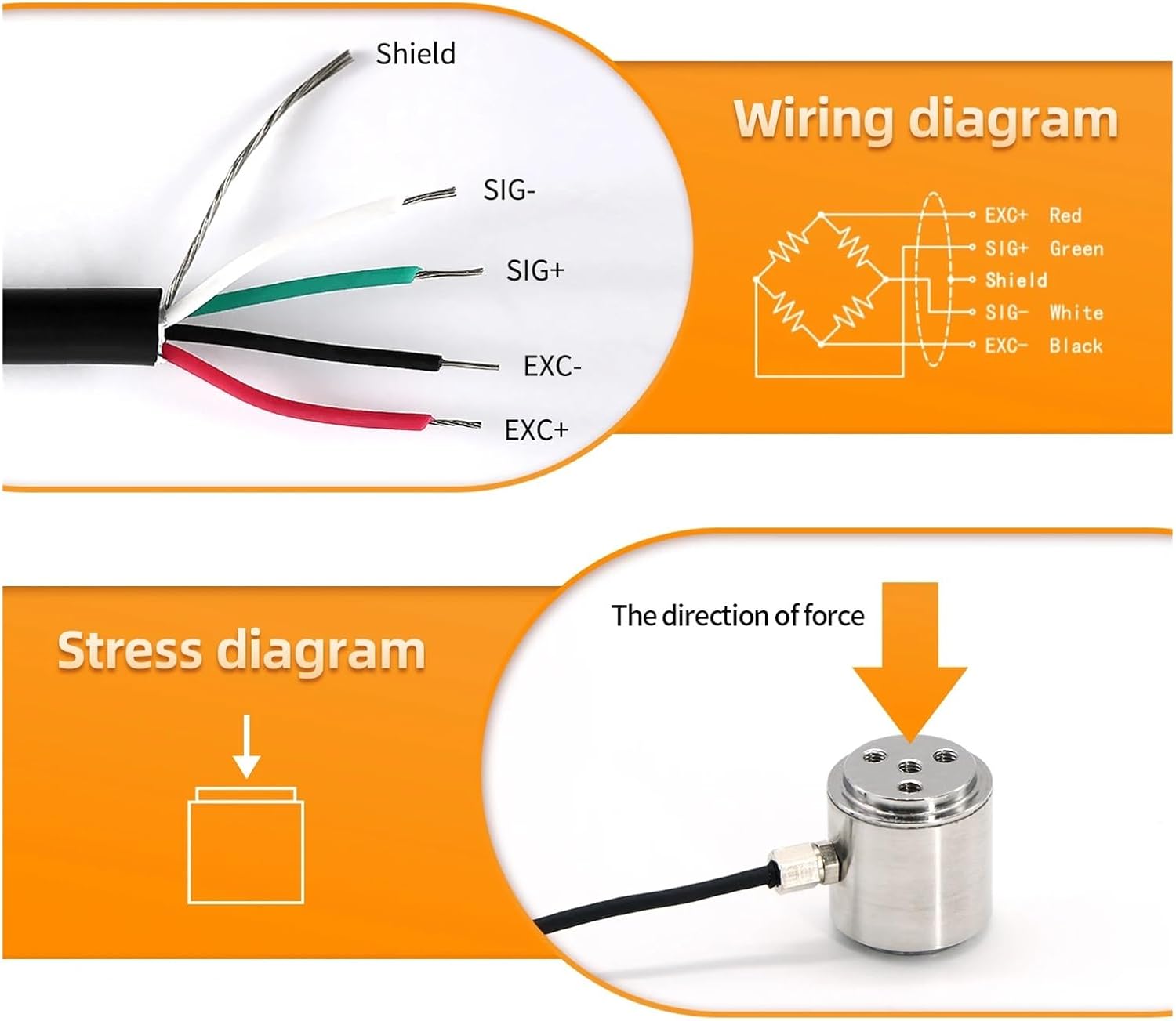 Load Cell Sensor HX711 AD Module Weight Sensor Electronic Scale Micro Weighing Cell Sensor 5KG 10KG 20KG 50KG 100KG(Range 0-100KG)