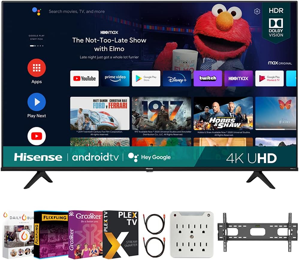 Hisense 65A6G 65 Inch A6G Series 4K UHD Smart Android TV wDolby Vision HDR Bundle with Premiere Movies Streaming  37-100 Inch TV Wall Mount  6-Outlet