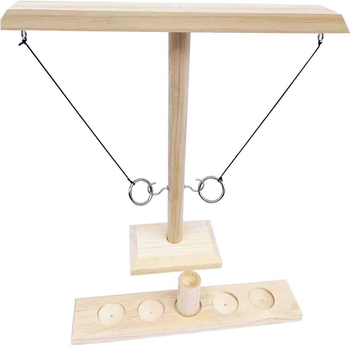 Hooks Ring Toss Game -Toss Hook And Ring Toss Battle Game For Kids Adults,2 Hooks 2 Rings Handmade Wood Desktop Fast-Paced Interactive Handheld Board Game