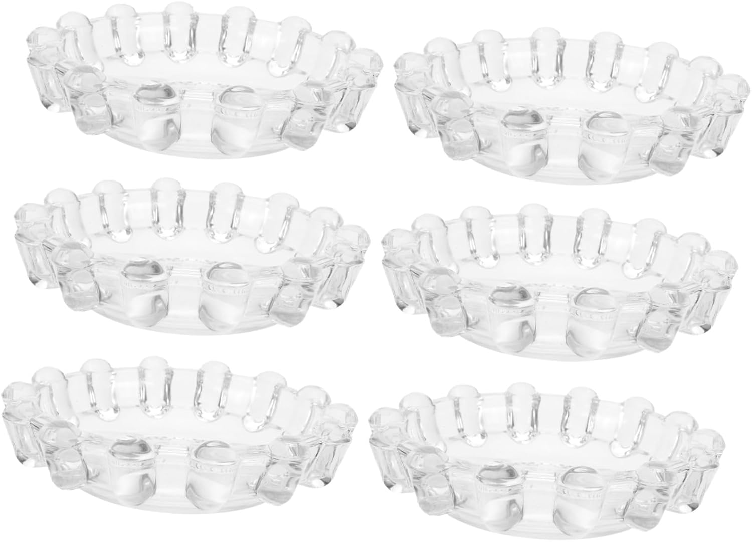 Kichvoe 6pcs Glass Candle Plate Set 14.2cm White Pillar Tealight Candle Holders Round Glass Candleholder Tray for Wedding Centerpieces and Dinner Parties