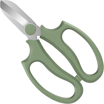 Housolution Flower Scissors, Steel Garden Pruning Shears, Avocado Green