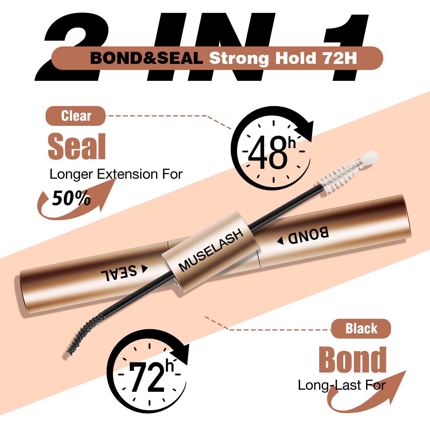 MUSELASH Lash Bond and Seal Lash Clusters Eyelash Extensions Long Lasting Eyelash Glue Waterproof DIY Extension Glue Individual Gentle Hold