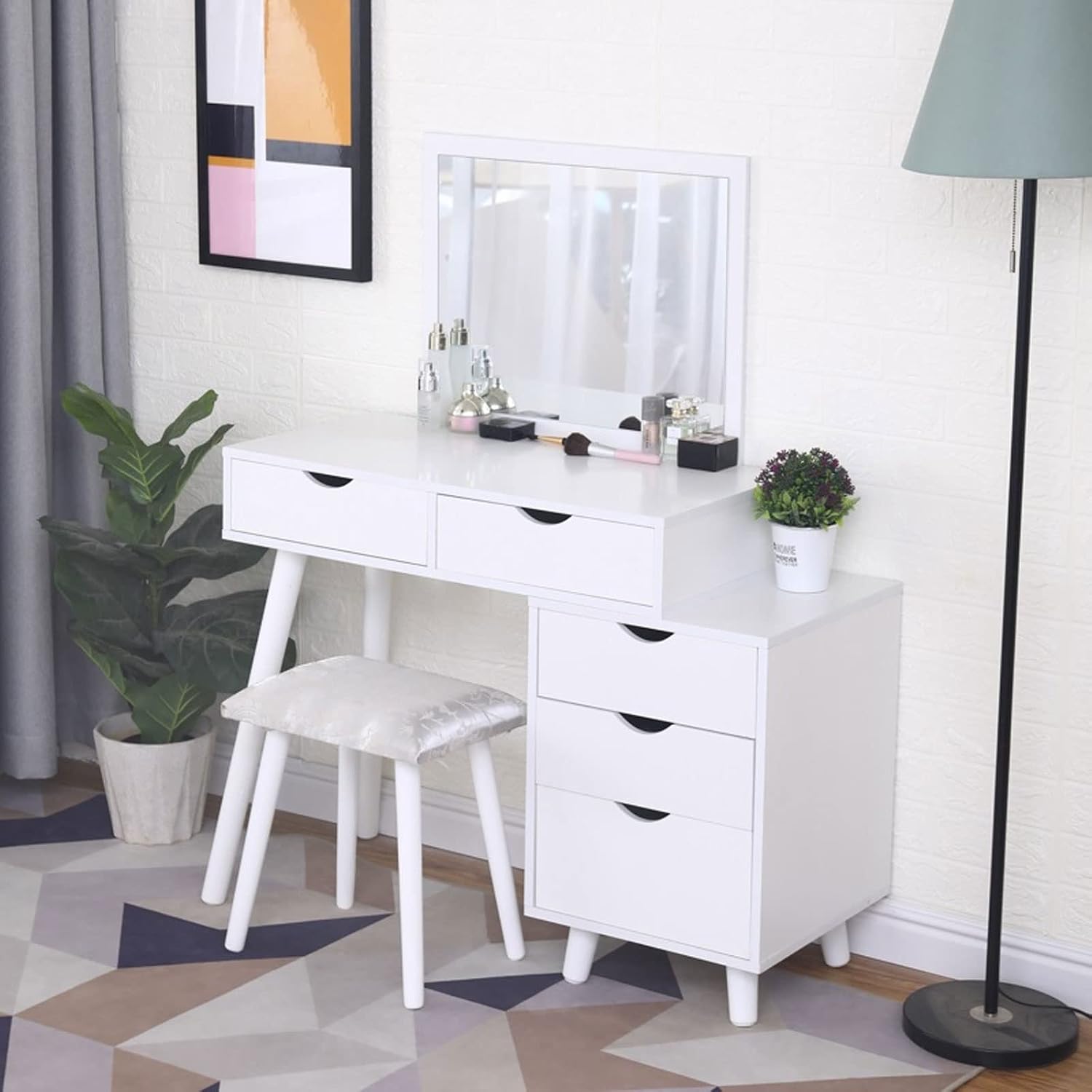 Vanity Benches 5 Drawers Removable Dressing Table Dressers for Bedroom Drawer Type Minimalist Locker Side Table Furniture 80 * 40 * 125cm HWC