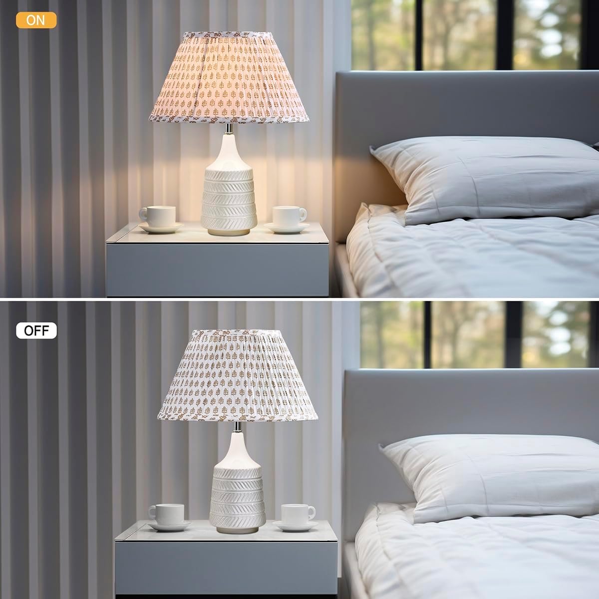 Lamp Shades For Table Lamps,Medium Lamp Shade 7" Top x 13" Bottom x 7.8" Slant Height,Barrel Replacement Lampshade(Spider Fitter), Modern Fabric Pleated Lampshades For Table Lamp 1 Pack(Brown Floral)