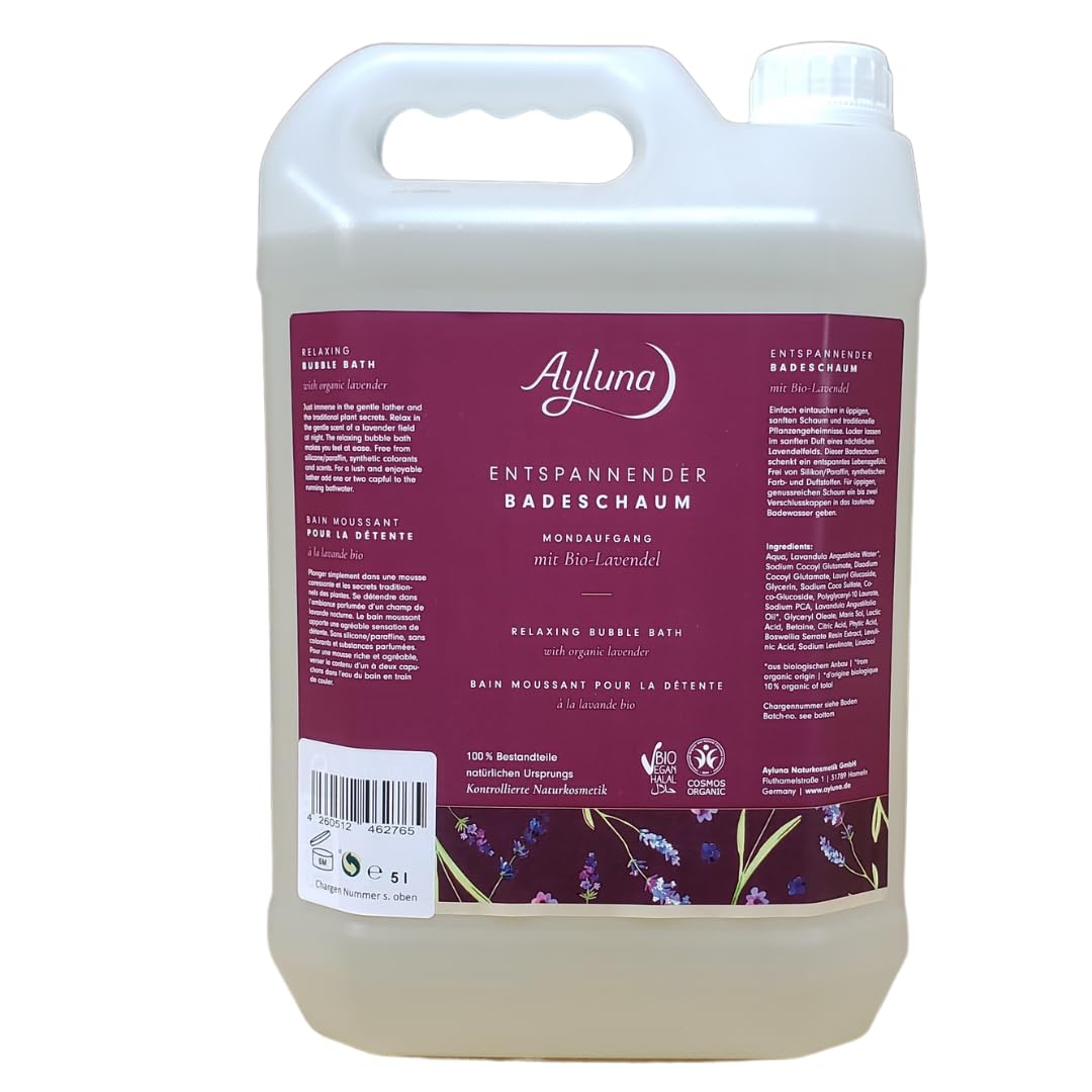 Ayluna Naturkosmetik Entspannender Badeschaum Mondaufgang mit Bio-Lavendel im 5l Kanister