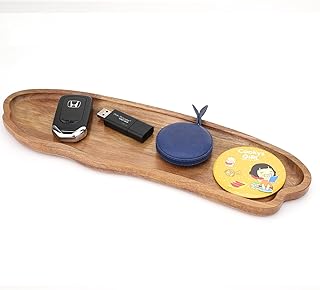 Fermus Wooden Tray 12.7 Inch Long Jewelry Dish Cosmetics Organizer Bathr...