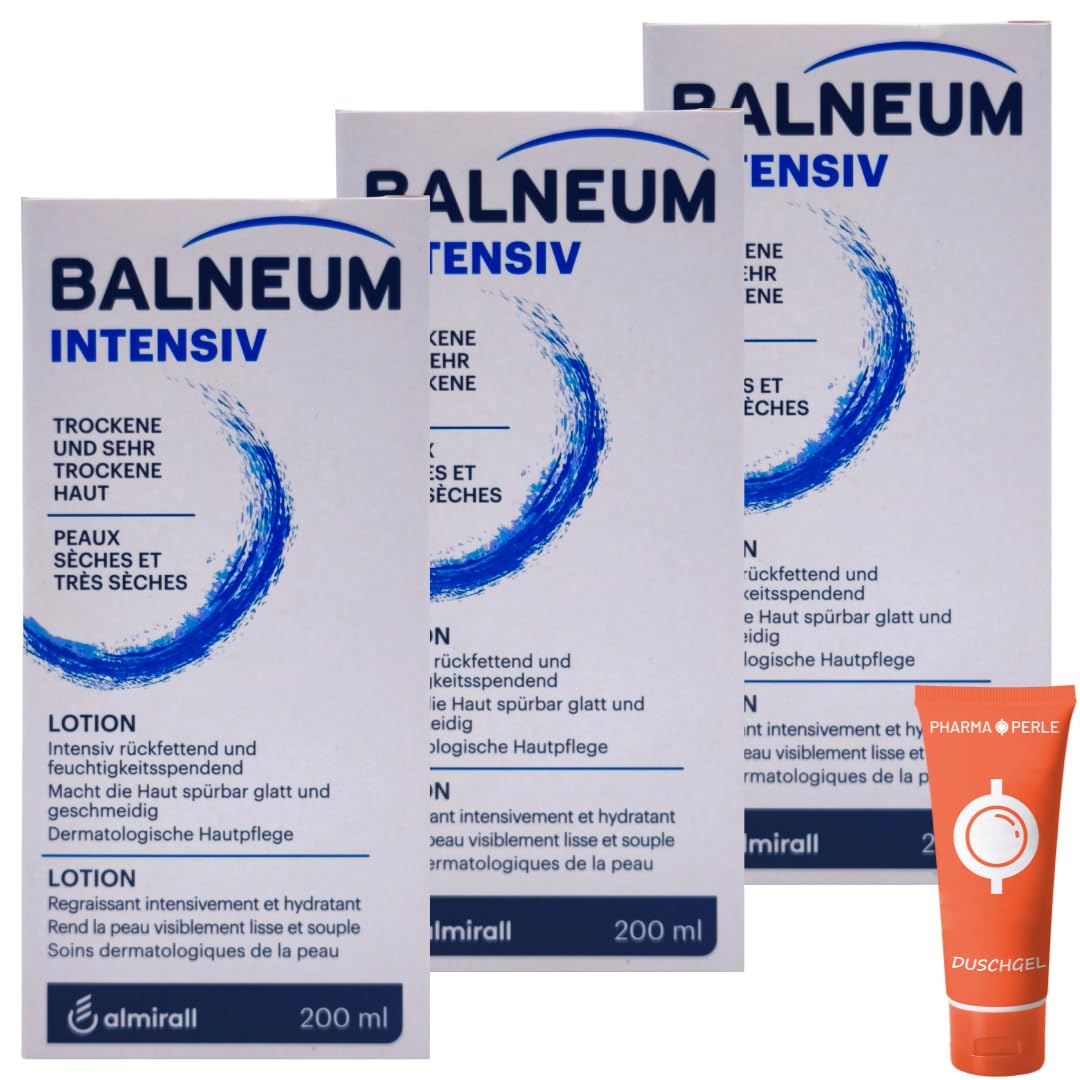 Balneum Intensiv Lotion 200 ml I Körperlotion für trockene & sehr trockene Haut I mit Urea, Ceramiden & Lipiden I feuchtigkeitsspendend & rückfettend I inkl. Pharma Perle Duschgel (3x)