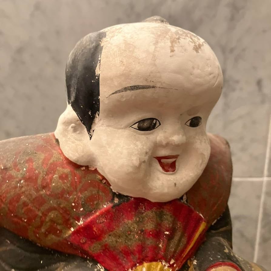 アンティーク約100年前瞳やおでこ、笑顔が美しく着物が素敵な金運、幸福を招く福助 Amazon.co.jp: アンティーク約100年前瞳やおでこ、笑顔が美しく