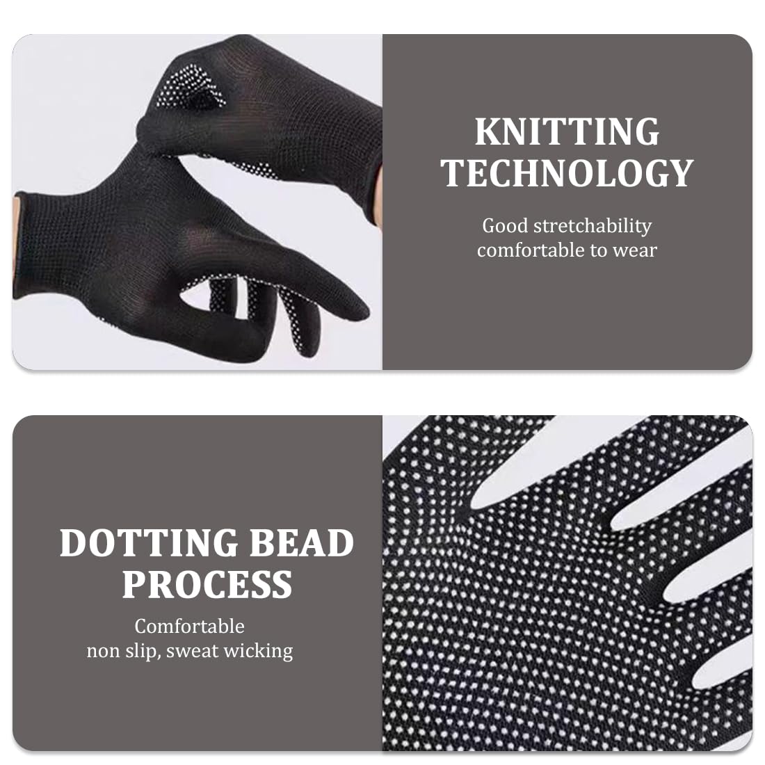 2 pcs gants résistants à la chaleur pour coiffer les cheveux avec revêtement en silicone antidérapant Noir