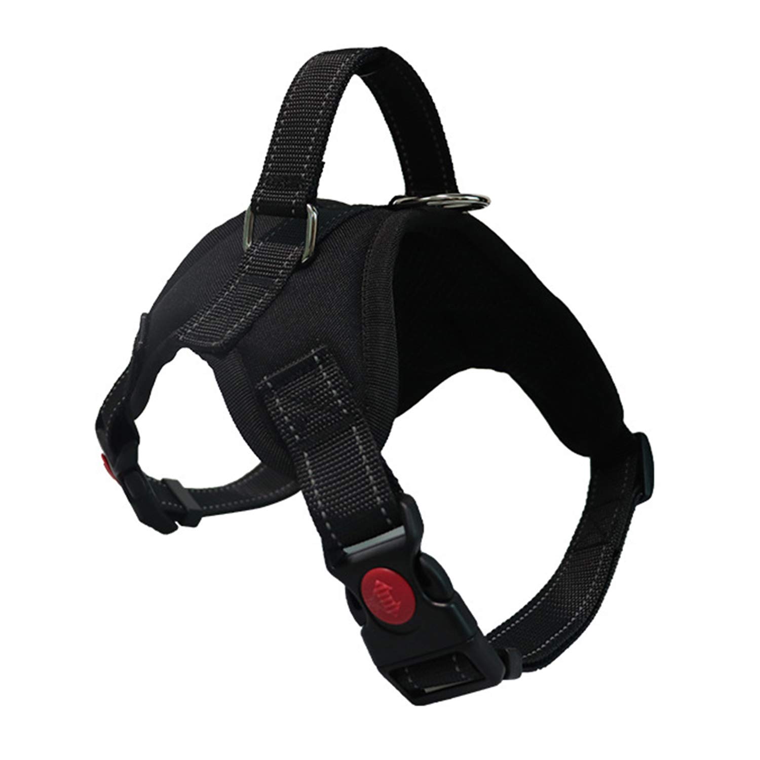 Fas Plus No Pull Dog Harness Reflective Puppy Harness Adjustable Soft Padded Pet Vest with Easy Control Handle for Small Medium Large Dogs(Black, L)