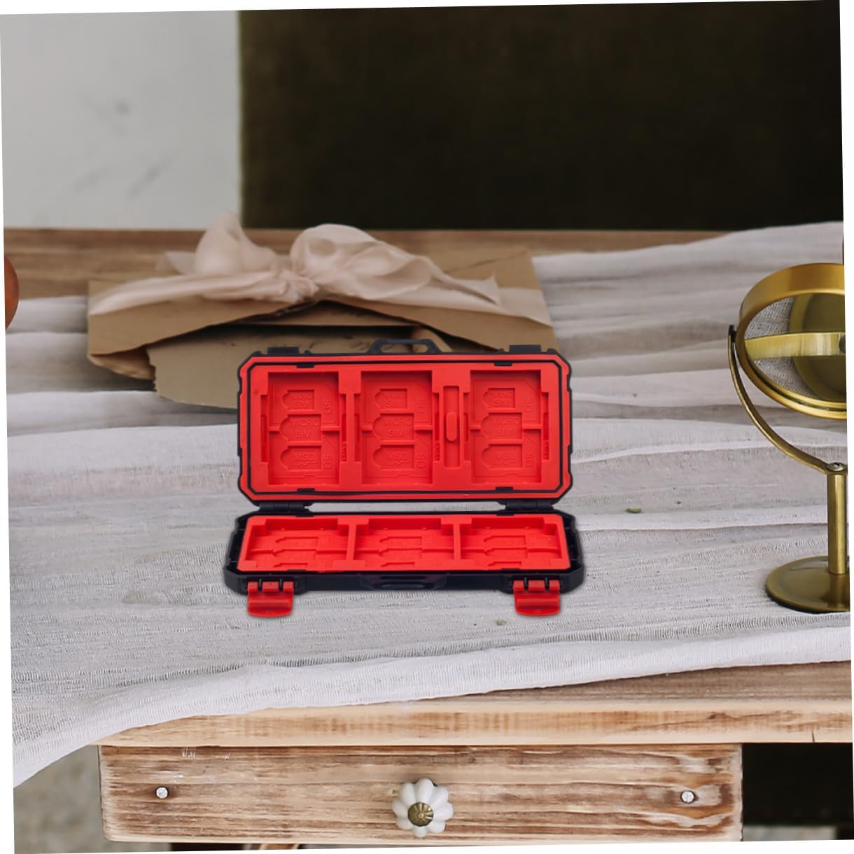 Red ABS Memory Card Case for Secure Digital, Waterproof Drop Resistant