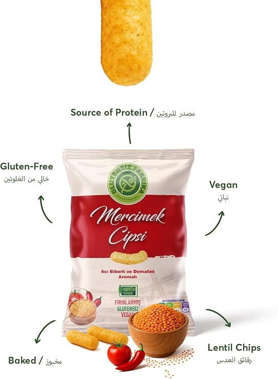 Glutensiz Fabrika Mercimek Cipsi Aci Biber Ve Domatesli 60 g