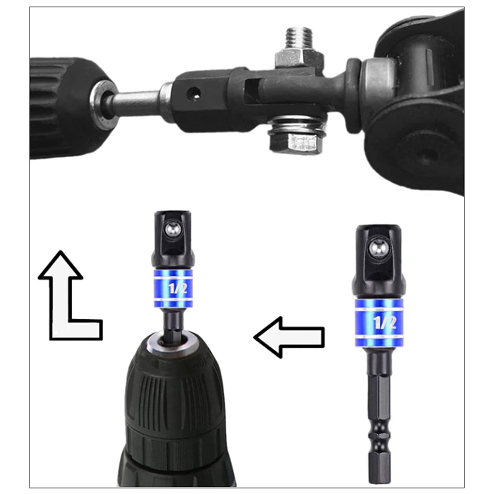 1/2in Jack Adapter Nożycowy Metalowy Adapter Gniazda Wiertarki Udarowej do Końcówek w Kształcie Litery U Jack Podnośnik Nożycowy z Akcesorium Adapter Podnośnik Nożycowy Akcesorium
