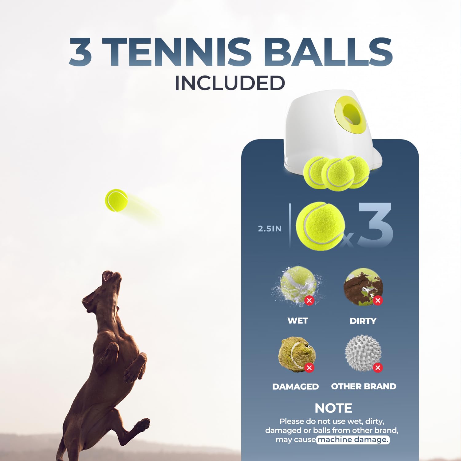 ALL FOR PAWS Automatischer Hundeballwerfer, Wiederaufladbarer Ballwerfer für große Hunde, Interaktive Tennisballwurfmaschine für Hunde, Apportierspielzeug für Welpen, mit 3 Bällen