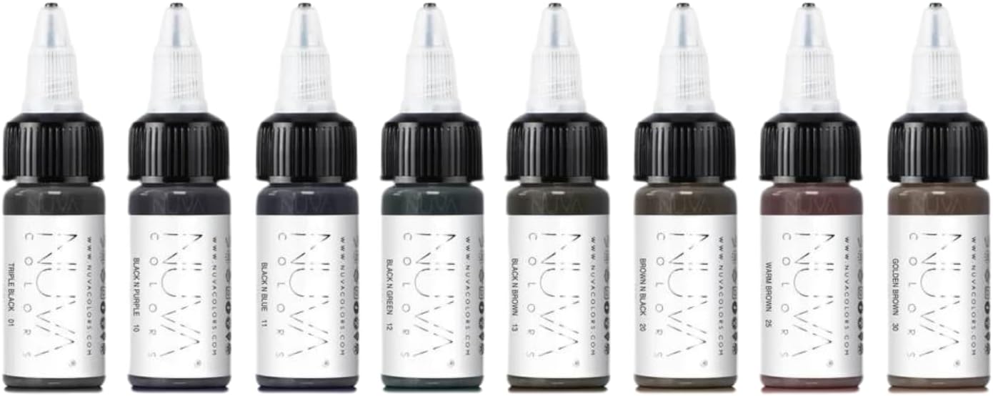 Nuva Colors PMU Pigment, Customizable, Cool Undertone for Lip Blushing & More, Vegan, Made in USA (8-Pack)