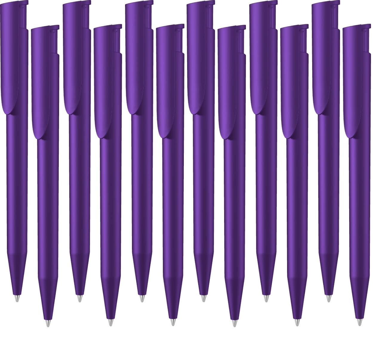 UMA-Made in Germany | Bulk/wholesale ballpoint pens 2200 meter writing length, blue ink. Ideal for kids, students, hotels, office use (Pack of 12, Purple)