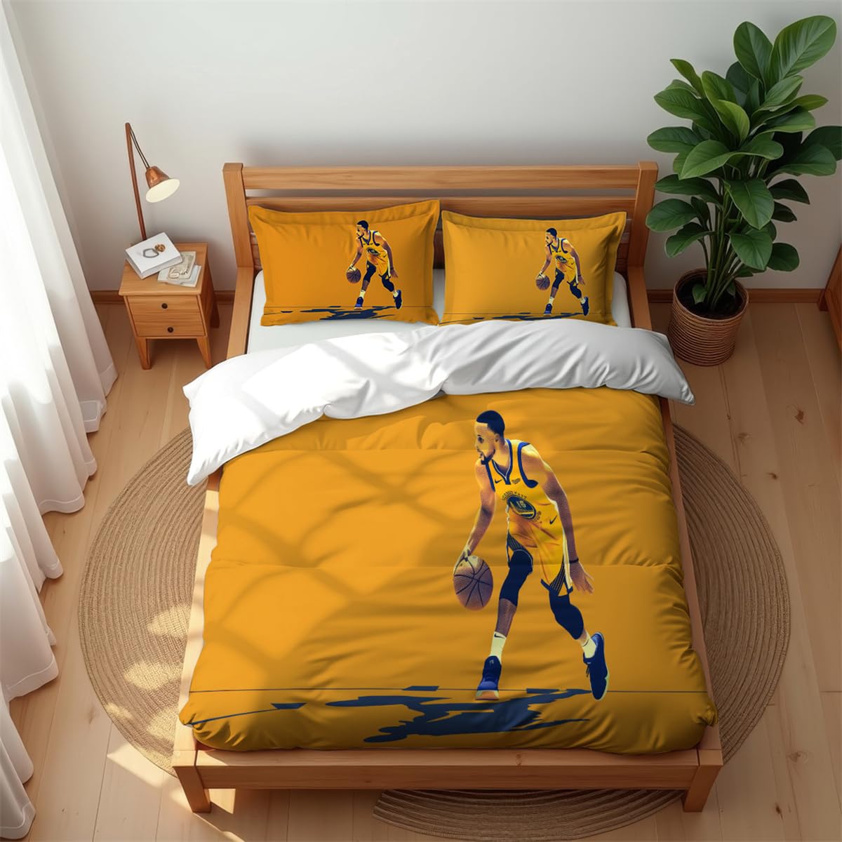 Ste-X Sc 06 Luxury Breathable Bedding Set Stephen Curry 210Tc Cotton Soft Cool Summer Warm Winter Comfort Anti-Mite (,200X200cm(Double))