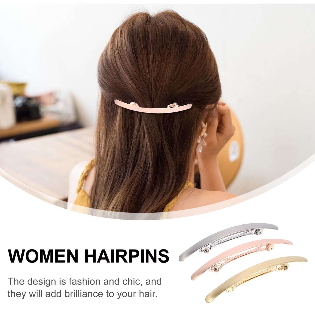 FRCOLOR Elegant One-Line Hair Clip 4-Inch Non-Slip Styling Accessory for Women Perfect for Parties Weddings and Everyday Use - Image 2