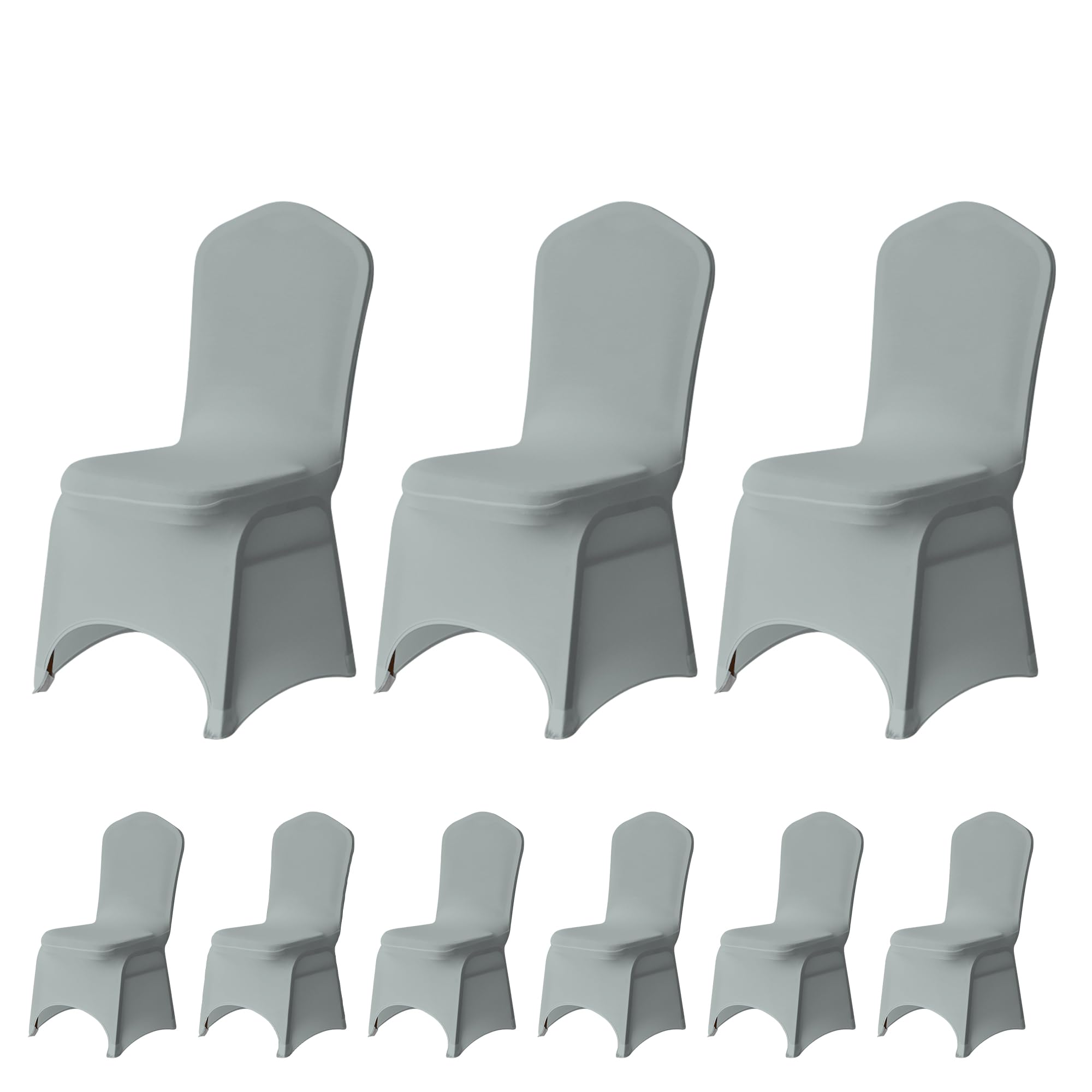 Trimming Shop Silver Wedding Chair Covers Set of 10, Spandex Polyester Stretch Removable Washable Universal Slipcovers for Wedding Banquet, Dining Party & Events — image 1