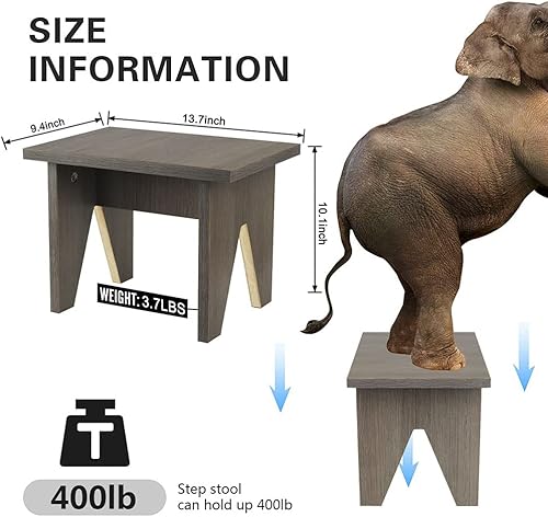 Miniatura 10 de Taburete de madera para adultos  Taburete de pie pequeño  Taburete de pie pequeño para camas altas para fácil montaje con almohadillas