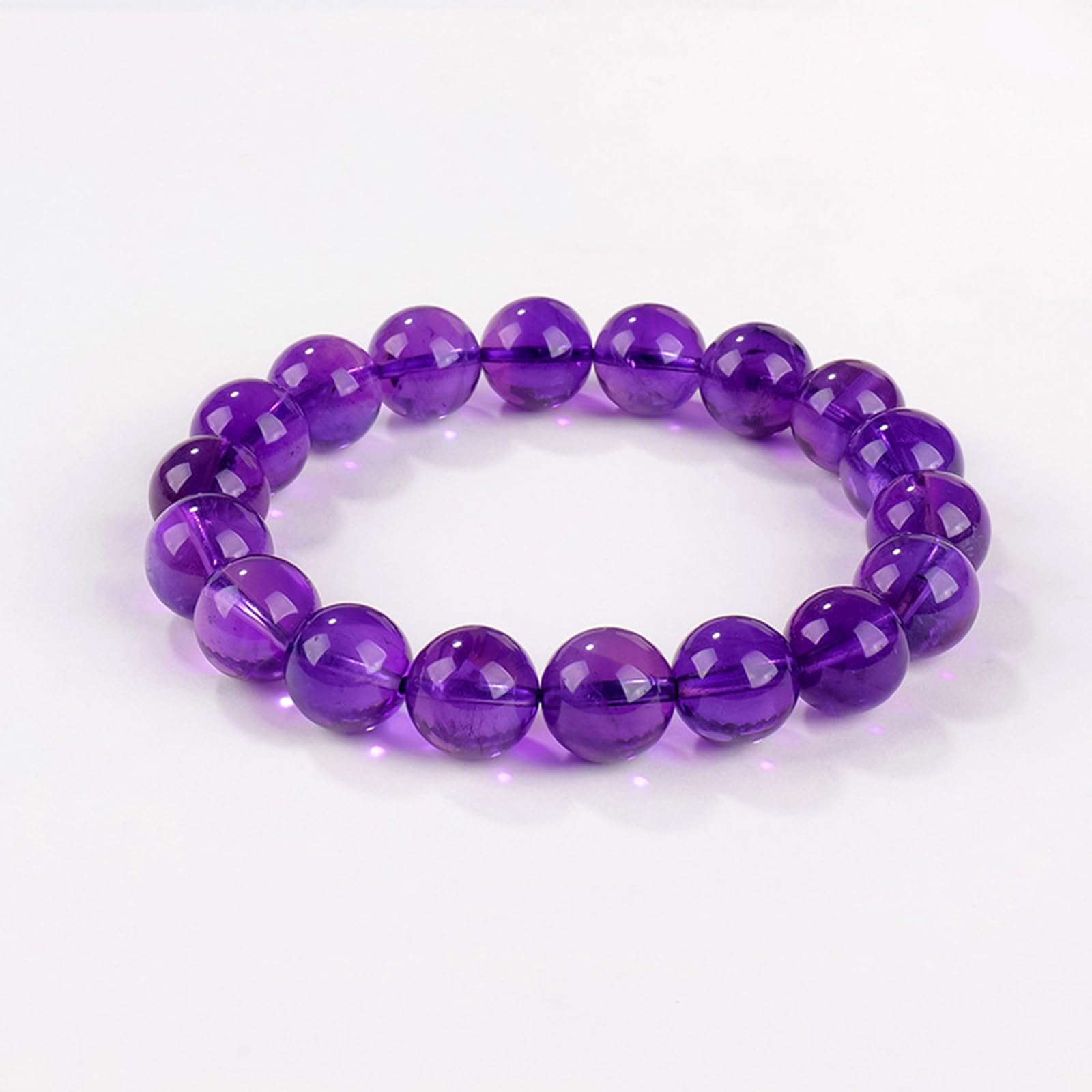 Tiefviolette Perlen-Kristall-Armbänder für Damen und Herren, natürlicher Amethyst-Stein, handgefertigtes Stretch-Armband, Reiki, spiritueller Schmuck, Geschenk,11mm