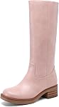 DREAM PAIRS Women Knee High Wide Calf Boots | square toe, low chunky heel 1.8-inch, side zipper, cushioned sole, riding, moto, banana, daily, fall, winter, all-season
