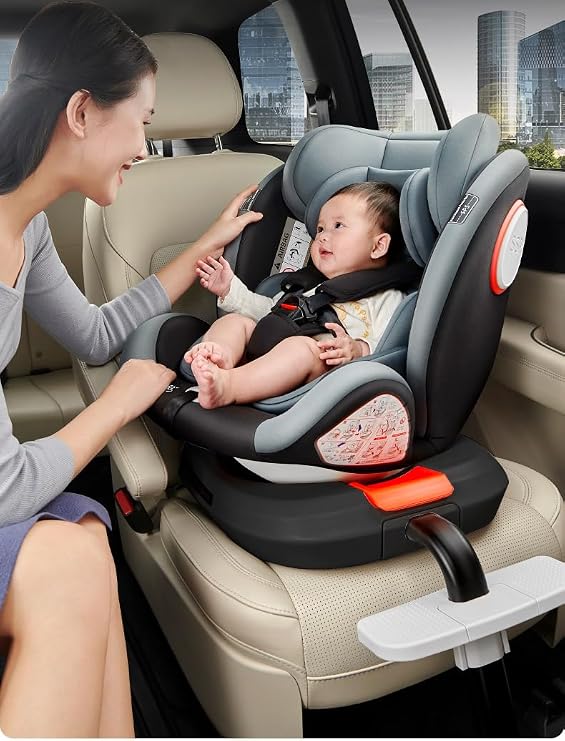 360° Rotating Car Seats: Reclining Car Seats with Adjustable Headrest and 5-Point Safety Belt, Isofix, Groups 0/1/2/3, 0-36 Kg, ECE R129 Certified (Black High Version)