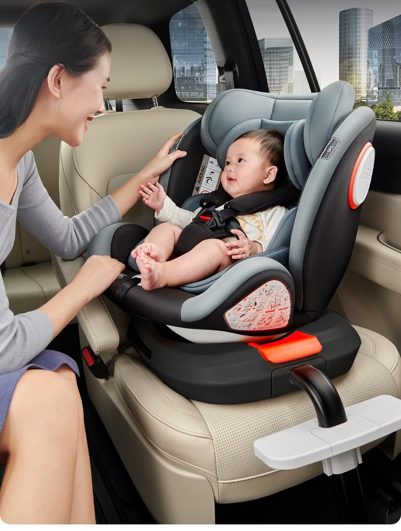 Silla de Auto Doraystar Giratoria de 360°, Reclinable Y con Reposacabezas Ajustable (Black-Upgraded Version)