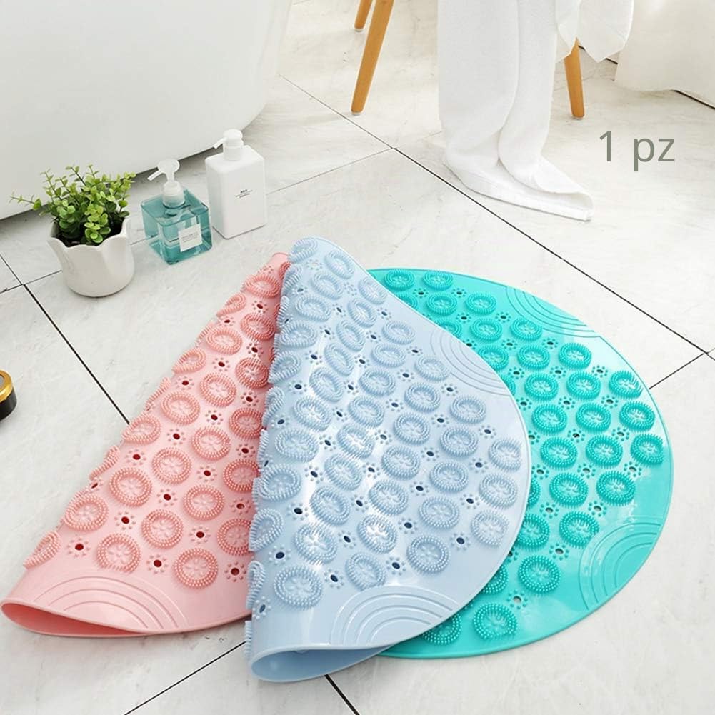 Tappetino da bagno in PVC rotondo, tappetino doccia antiscivolo, tappetino da bagno antibatterico, tappetino da doccia lavabile in lavatrice, tappetino da bagno con fori di drenaggio e ventose, 55 x