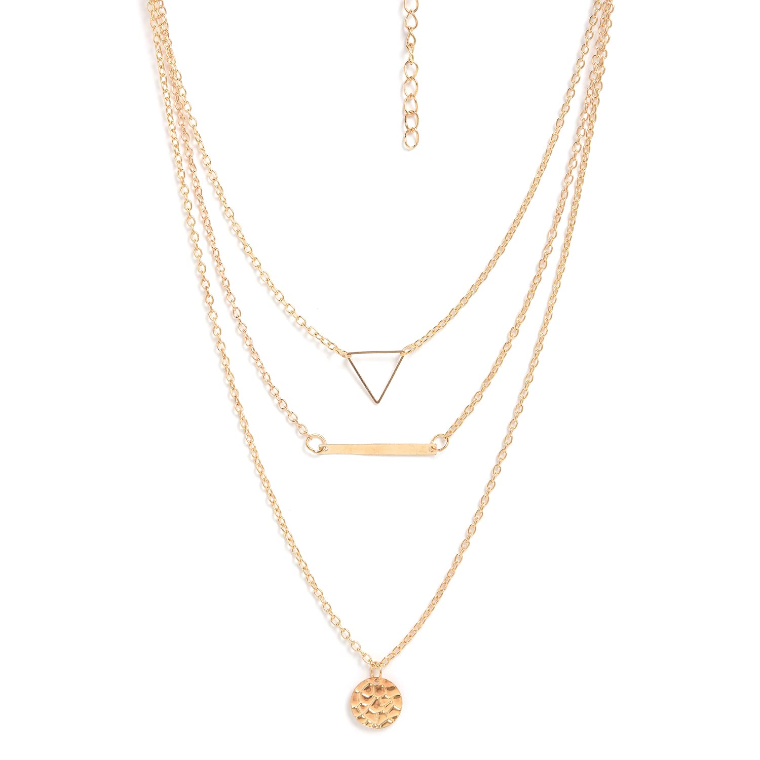 SOHI Pack of 3 Gold Plated Multilayer Chain Necklace for Women and Girls | Multilayer Pendant with Chain Necklace chain set for women Layered chain with pendant for women dainty jewellery (B09VBH6V2X) Amazon Price History, Amazon Price Tracker
