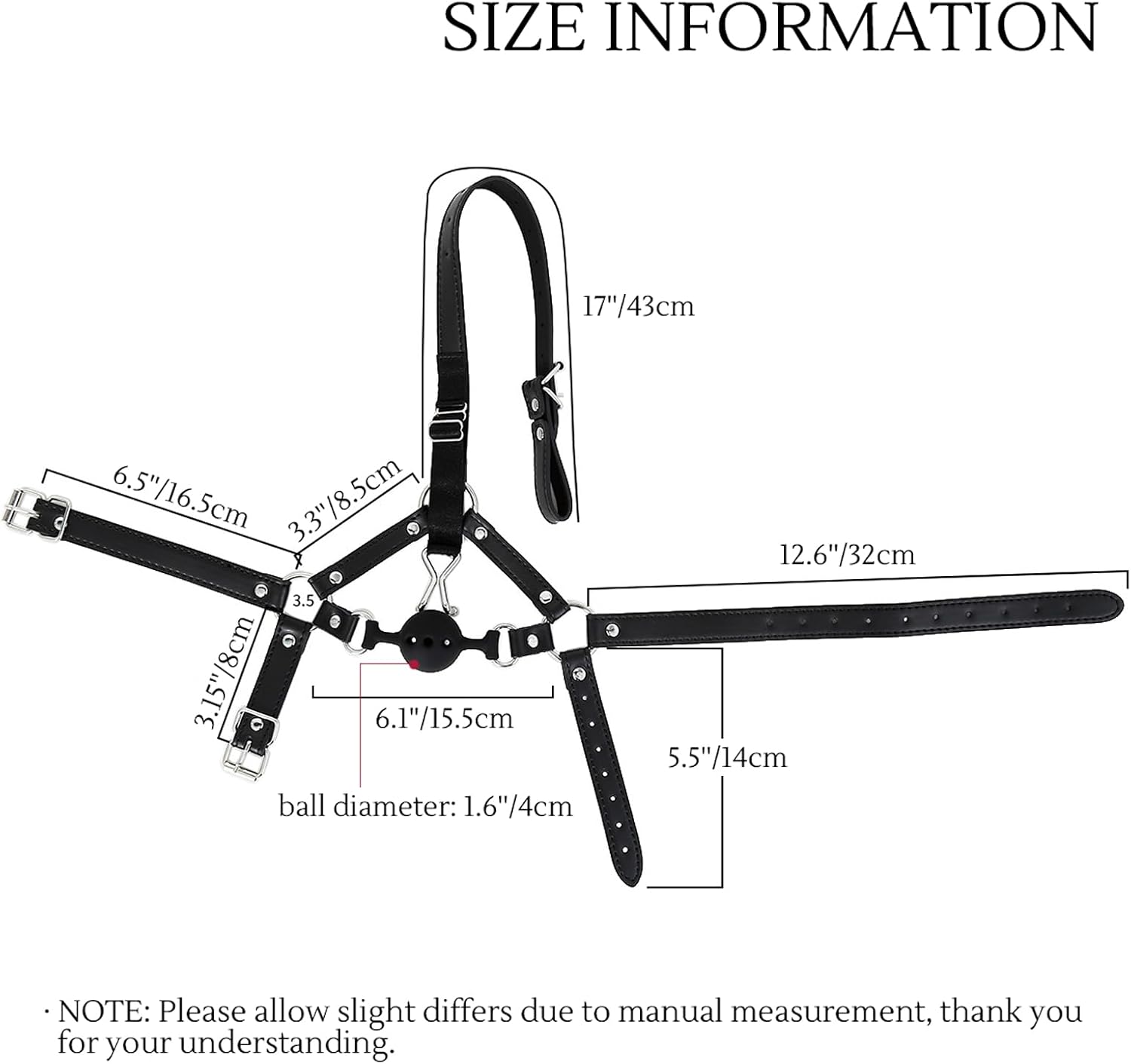 Adjustable BDSM Head Harness with Silicone Ball Gag & Nose Hook, Breathable Mouth Gag Mask for Bondage, Fetish & Erotic Play, Adult Sex Toy Restraint Accessories, Valentines Day Gifts for Her Him