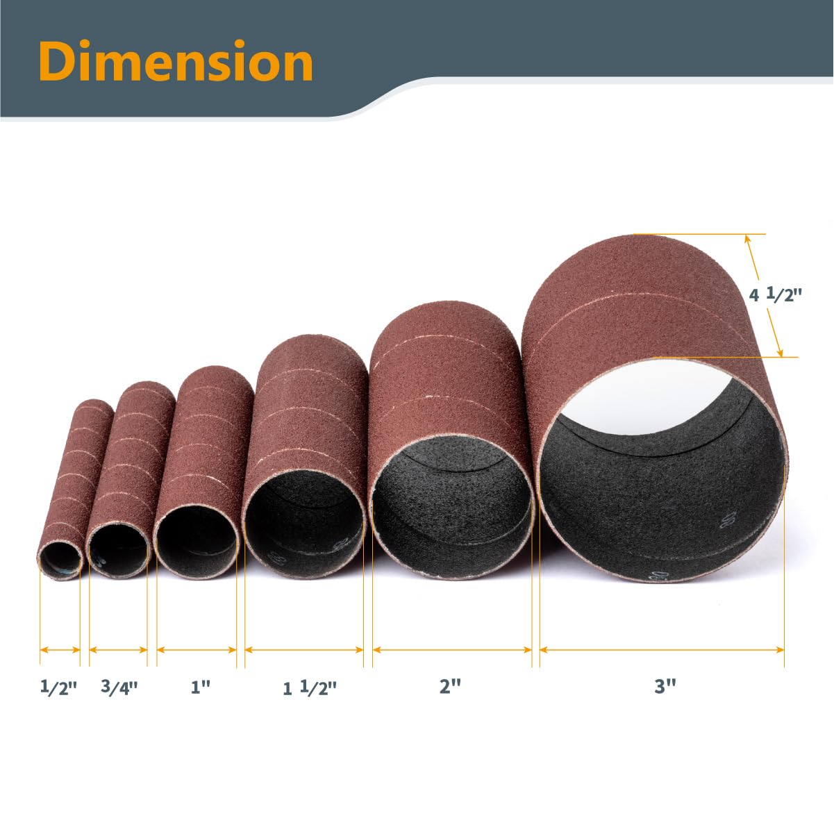 POWERTEC 11240 4.5" Sanding Sleeves for Spindle Sander in 6 Sizes with Assorted Grits 80, 120, 240 - Image 3