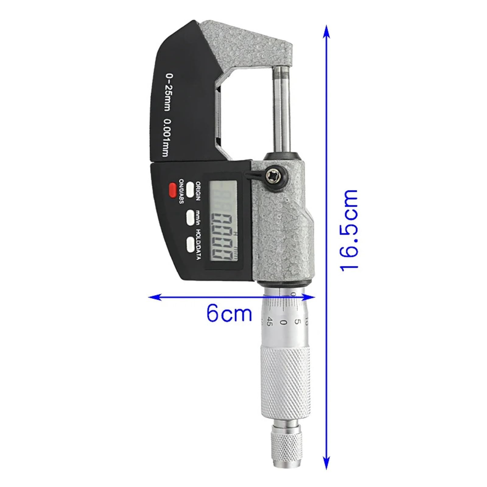 IP54 0,001 mm Elektroniczny mikrometr zewnętrzny 0-25 mm Cyfrowy miernik suwmiarki Mikrometr z końcówką węglikową Narzędzia pomiarowe Zmierz wszystko(TypeC)