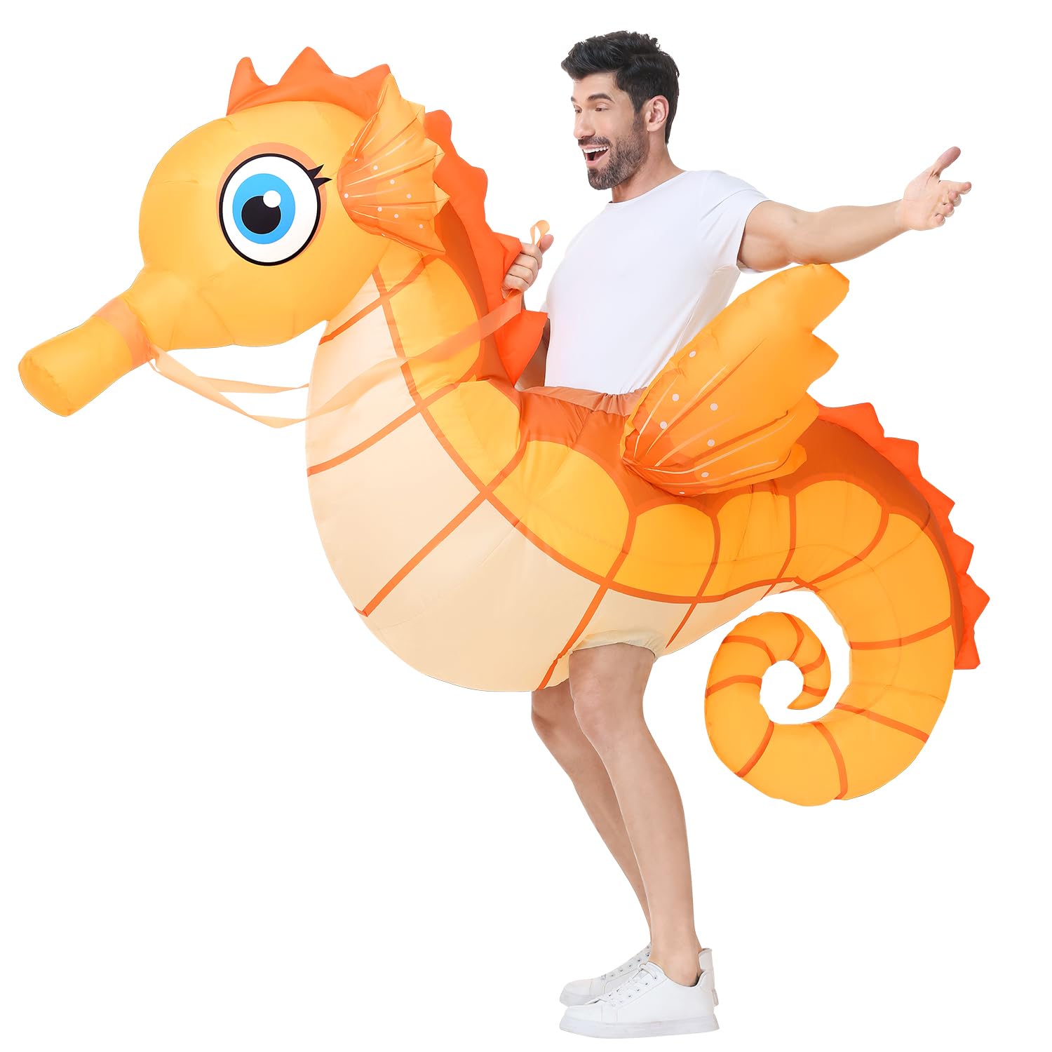 Spinosaurus Aufblasbares Seepferdchen-Kostüm für Erwachsene, lustiges Halloween-Kostüm für Herren/Damen, aufblasbares Kostüm für Party, Cosplay