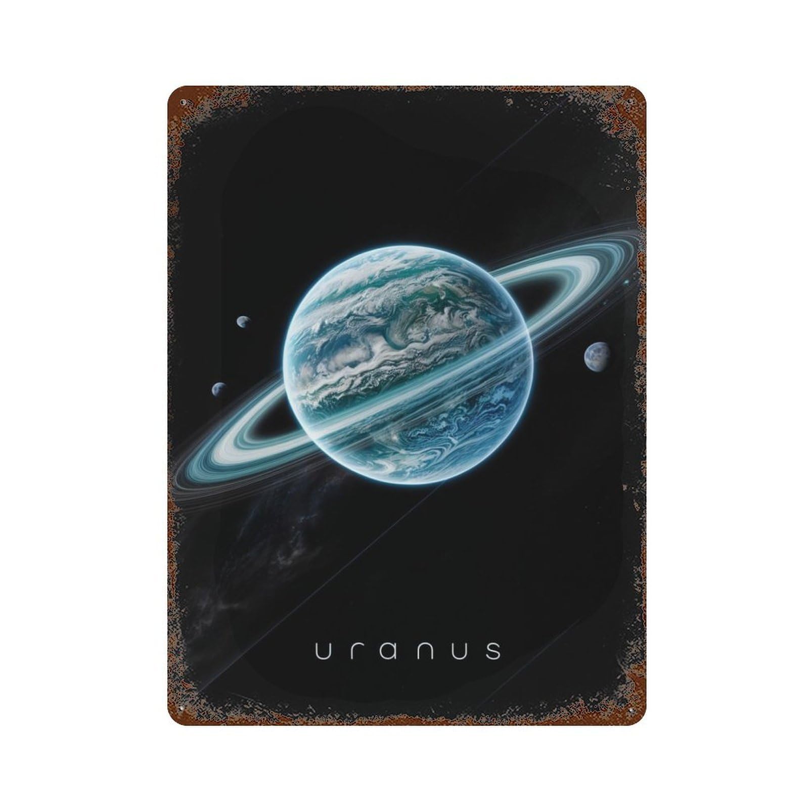 Planet Uranus And Ring Retro Metal Sign 15.7"x11.8", Classic Wall Plaque for Garage, Pub Or Kitchen