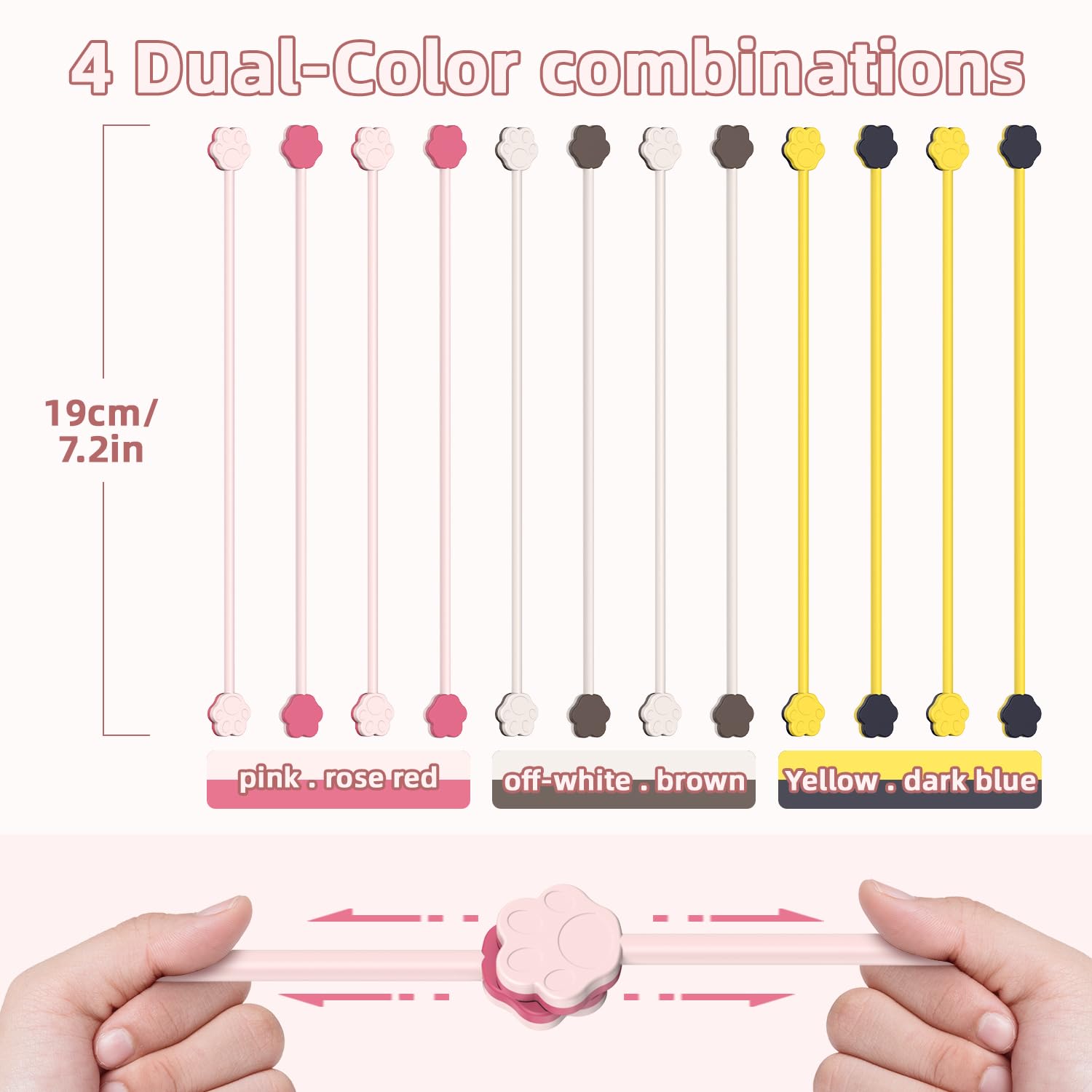 Lindas bridas magnéticas de silicona para cables (24 unidades, 7.28 pulgadas) reutilizables, fuerte absorción magnética, ideal para agrupar y organizar, sostener marcadores de libros, imanes de nevera