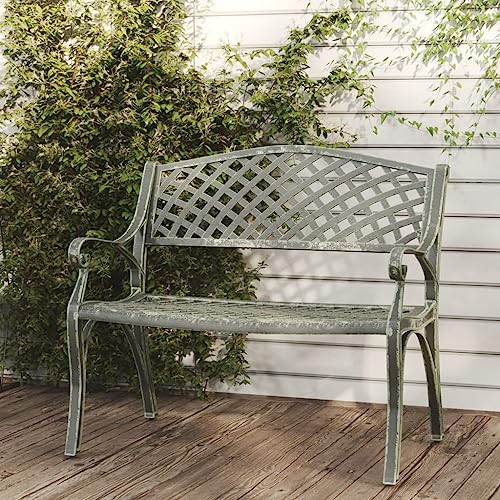 Banc de jardin résistant aux intempéries en métal haut de gamme vert forêt - 2