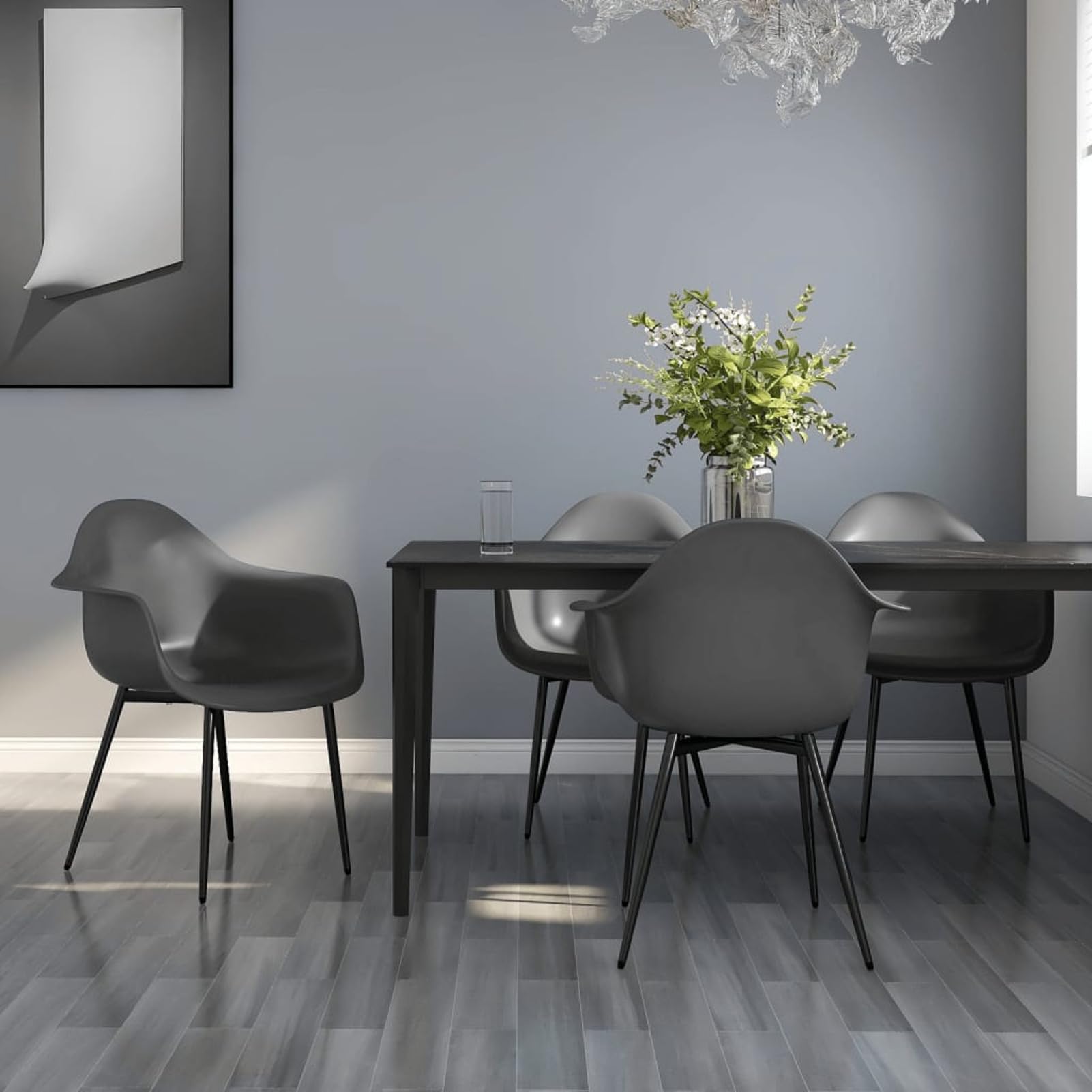 Chaise de salle à manger confortable grise Homgoday contre mal de dos