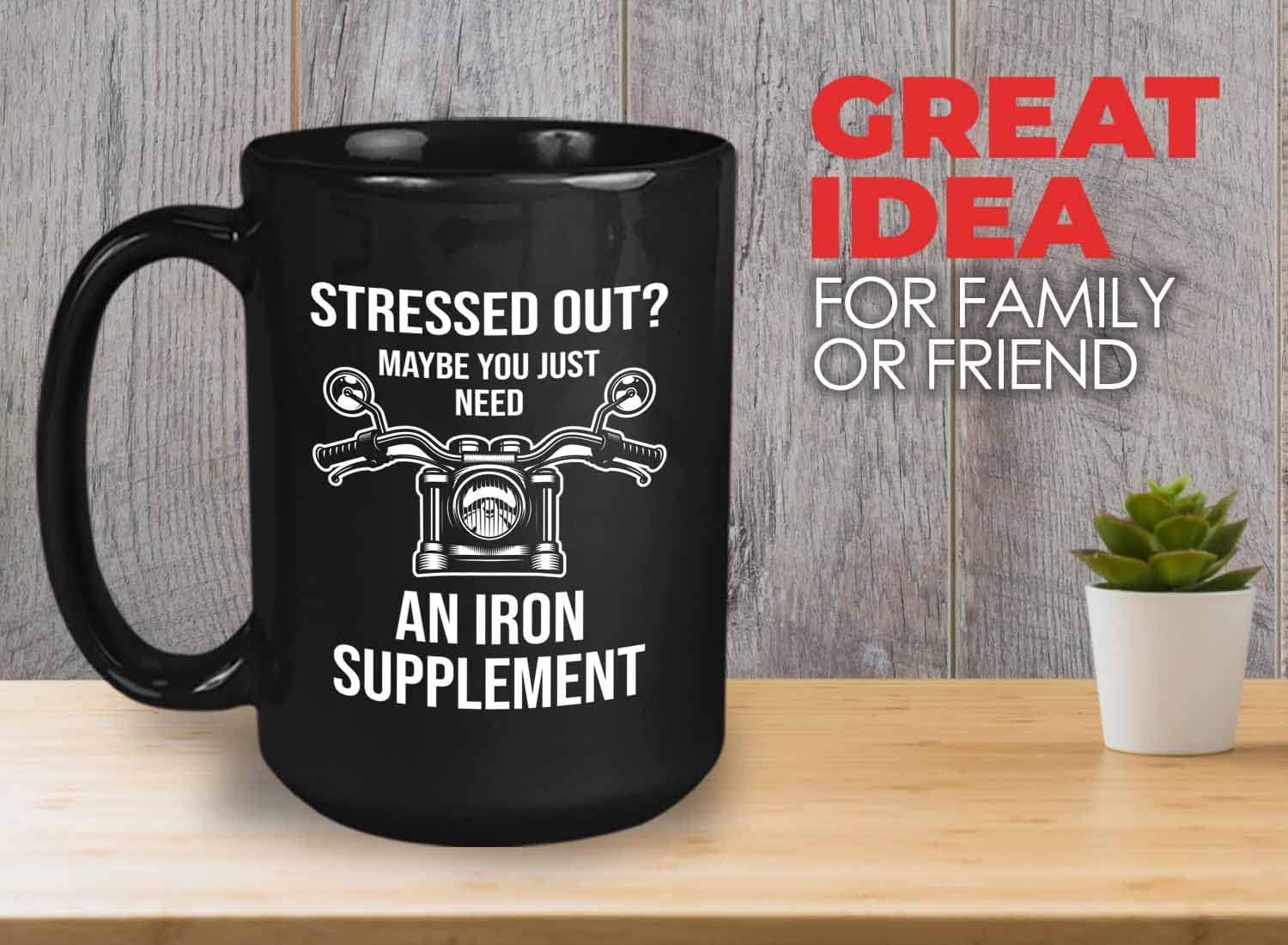 Motorcycles Lover Coffee Mug 15oz Black - Iron Supplement - Motorcycles Lover Classic Motorcycle Funny Motorbike Enthusiast Rider Grandpa Dad Boyfriend Uncle Step Brother