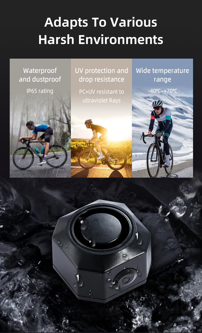 TKMARS 110dB Allarme per Bici con Telecomando, Allarme Antifurto Con Telecomando Per Bicicletta, Moto o Monopattino Impermeabilità IP65 Antiurto per Auto 2 in 1 con Luce,Ricarica USB-C