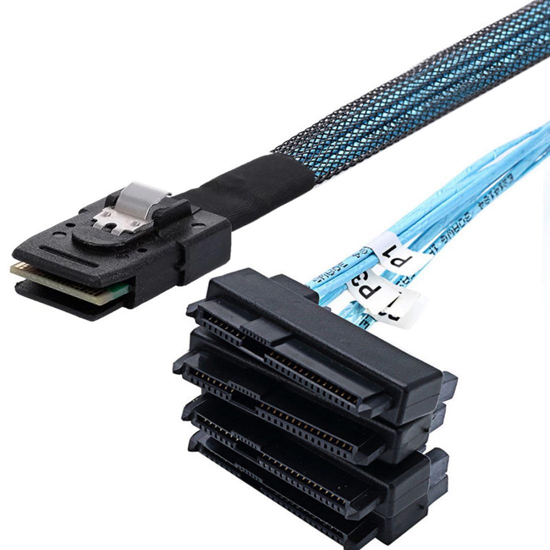 chenyang Mini SAS SFF-8087 36Pin Host 1 a 4 SAS SFF-8482 Target SAS Cable de disco SAS con cable de alimentación IDE 0.5M