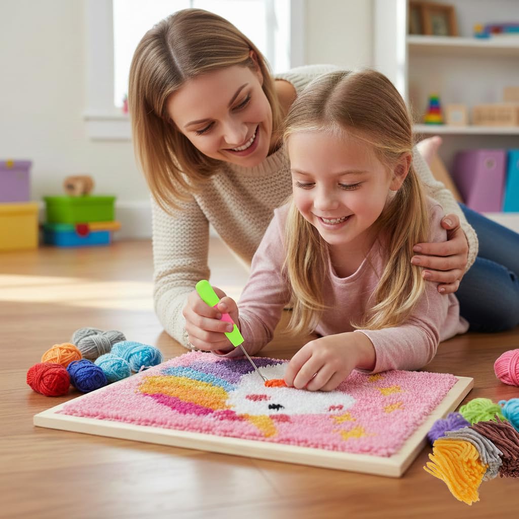 Raixleb Zestawy haczyków zatrzaskowych wzór dywanu z nadrukiem 50 x 38 cm DIY dla dzieci i dorosłych prezent dla rodziny przyjaciół robótki ręczne rzemiosło urocze prezenty świąteczne pies