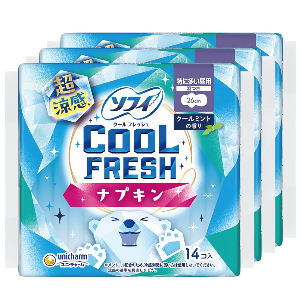 クールフレッシュナプキン　特に多い昼用 羽つき26cm 12個セット Amazon.co.jp: ソフィ COOL FRESH 超涼感ナプキン クールミントの香り