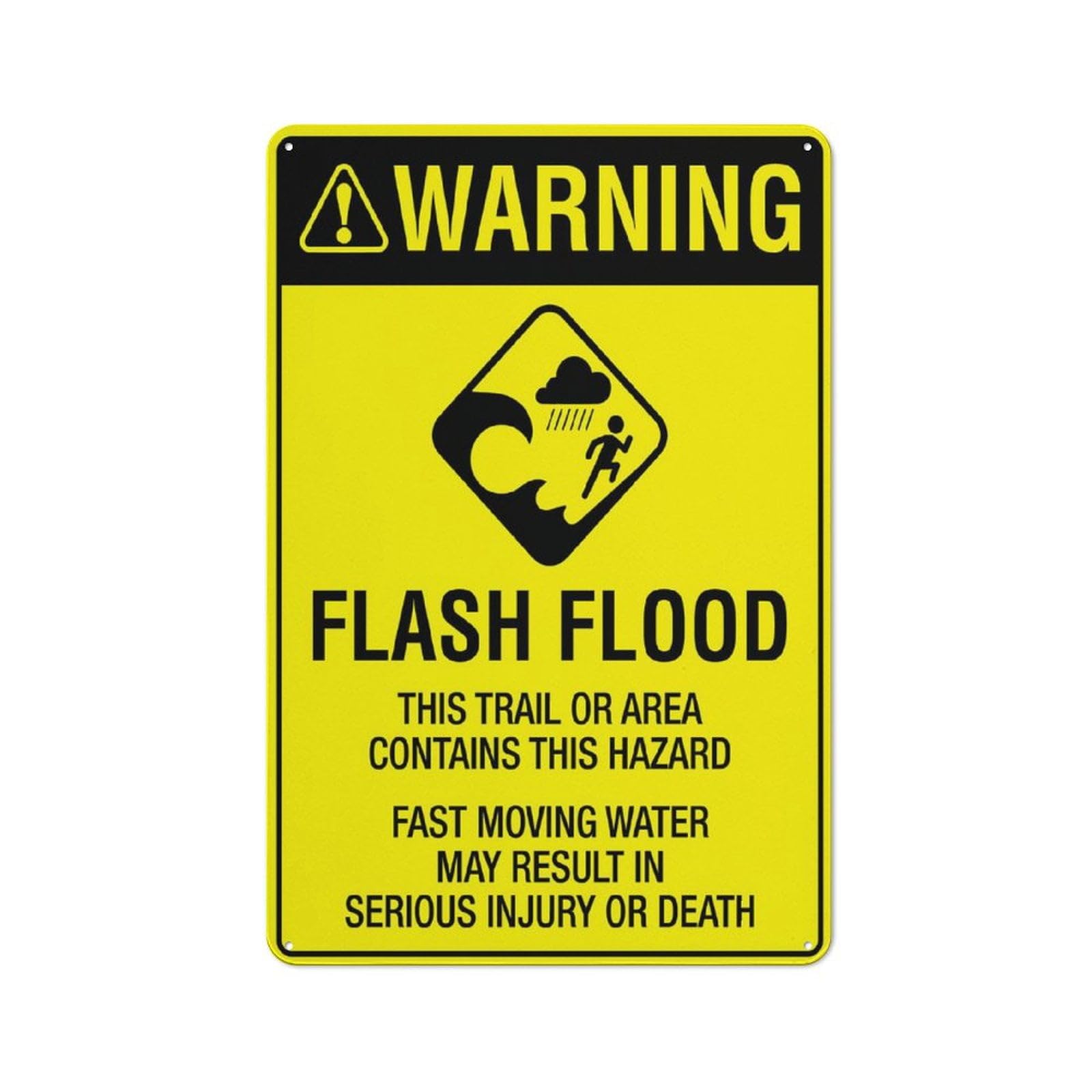 peiyeety Warning Flash Flood Bright Yellow Sign - 8"x12" Rust Free Aluminum, Outdoor/Indoor For Home/Business/Yard